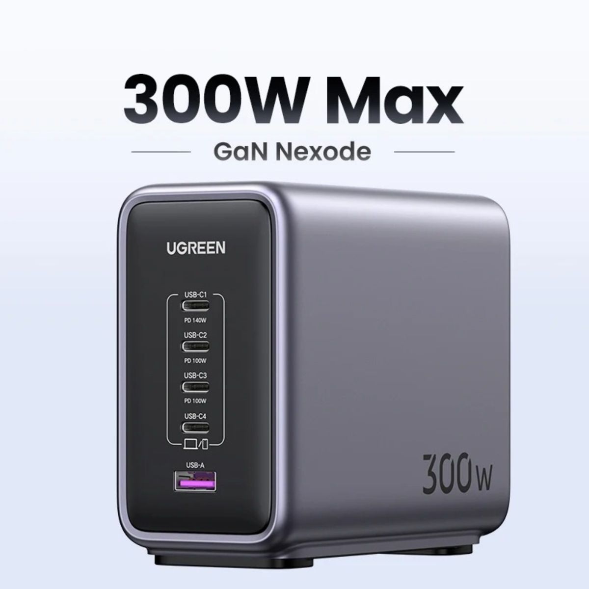 UGREEN - UGREEN SUPER CARGADOR PARA ESCRITORIO 300W 1 USB-A + 4 USB-C CD333