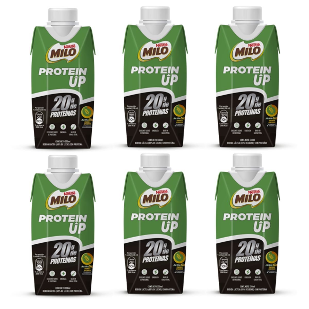 MILO - Pack 6 Leche con Chocolate MILO® Protein Up 330ml
