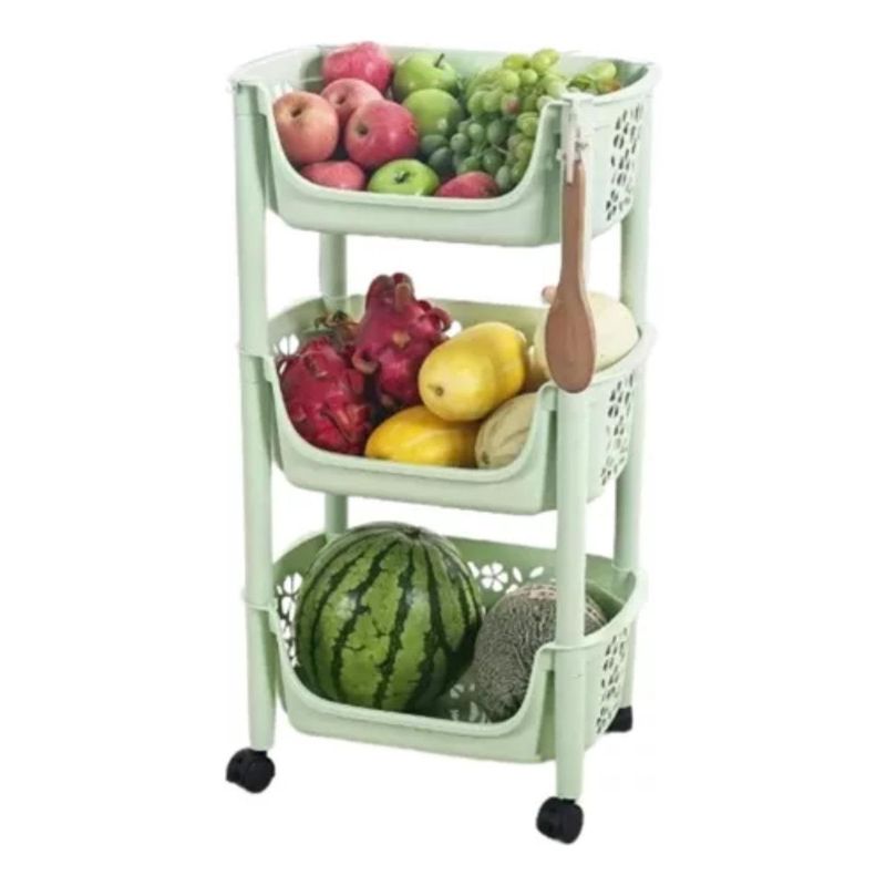 GENERICO - Carrito Organizador de Verduras y Frutas con Ruedas 3 Niveles