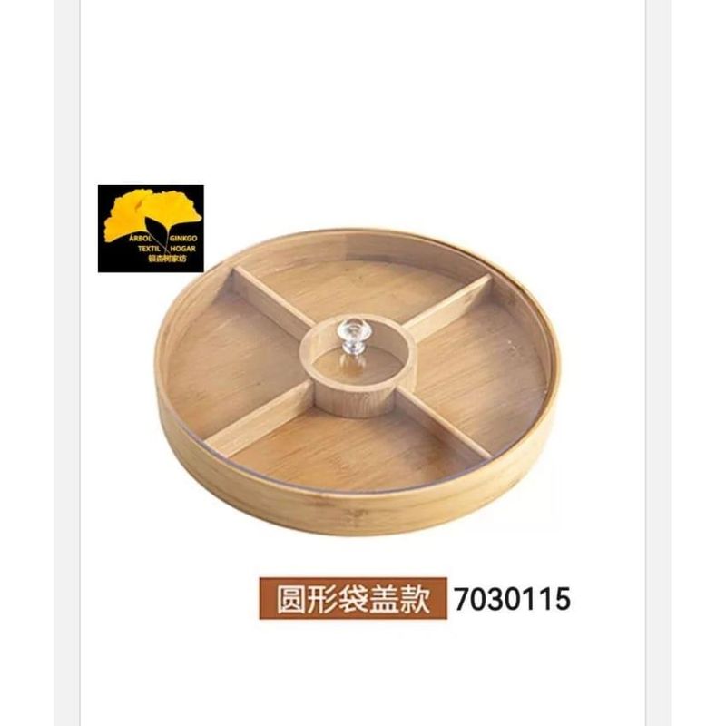 GENERICO - Caja Organizadora Circular de Madera para Té y Café 30x30