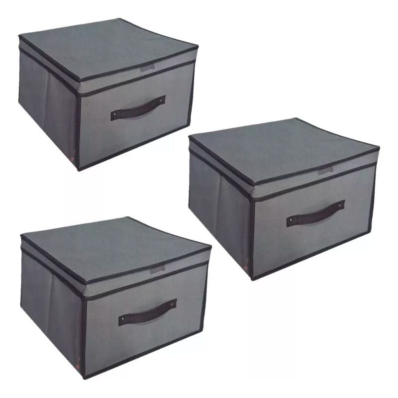 GENERICO - Cajas Plegables Grises para Organizar Ropa - Pack de 3