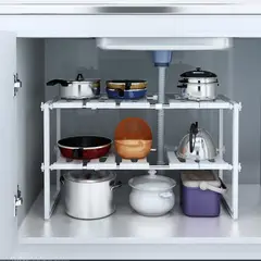 GENERICO - Estante Extensible Blanco para Almacenamiento en Cocina