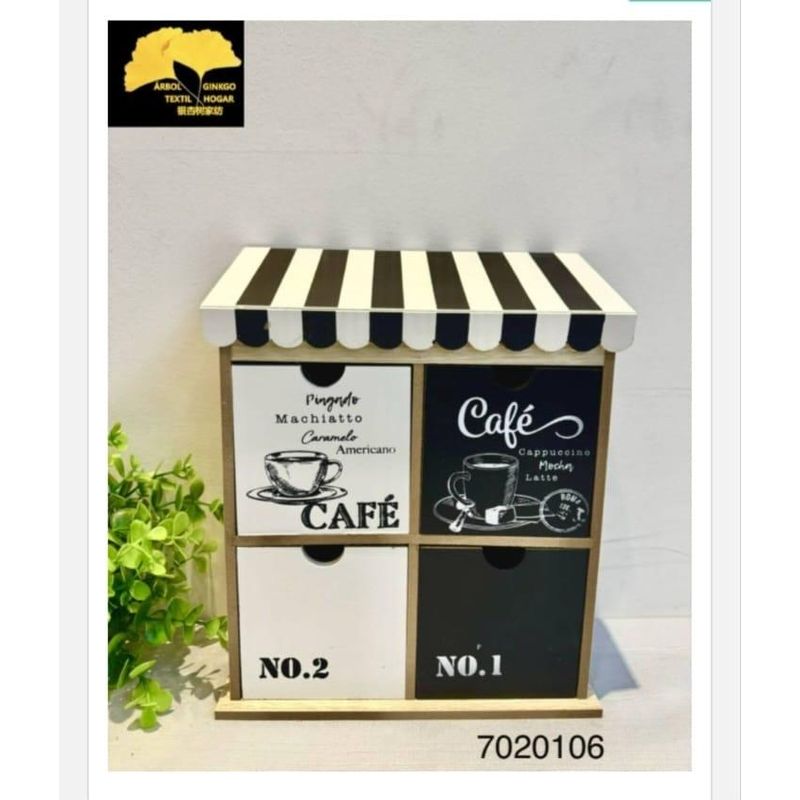 GENERICO - Elegante Caja Organizadora Cuadrada para Té y Café