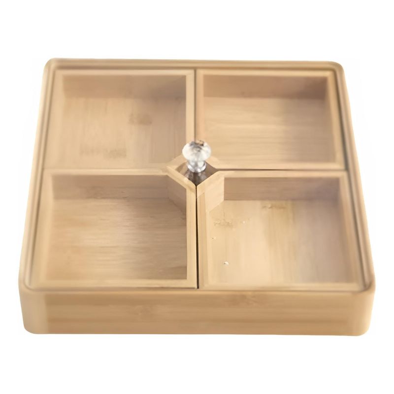 GENERICO - Caja Organizadora Cuadrada de Madera para Té con Tapa 28x28