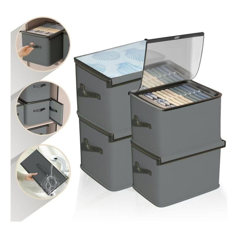 GENERICO - Cajas Plegables para Ropa con Ventana y Tapa, 4 Unidades
