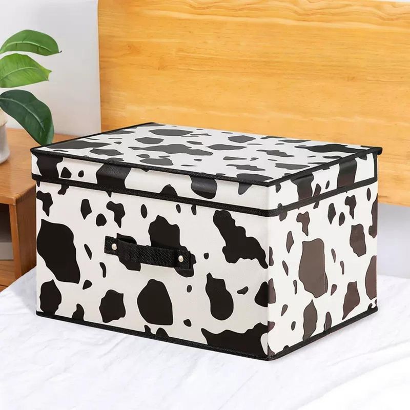 GENERICO - Caja Organizadora Moderna con Diseño de Vaca para Ropa
