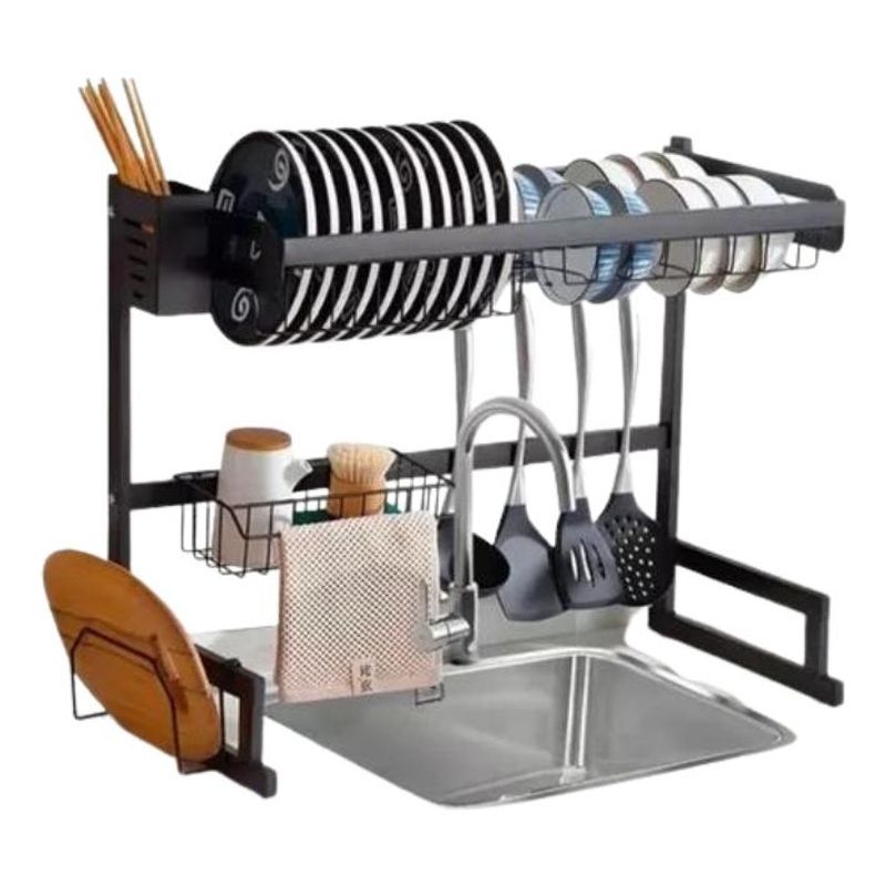 GENERICO - Organizador de Platos y Utensilios de Hierro 65cm Negro