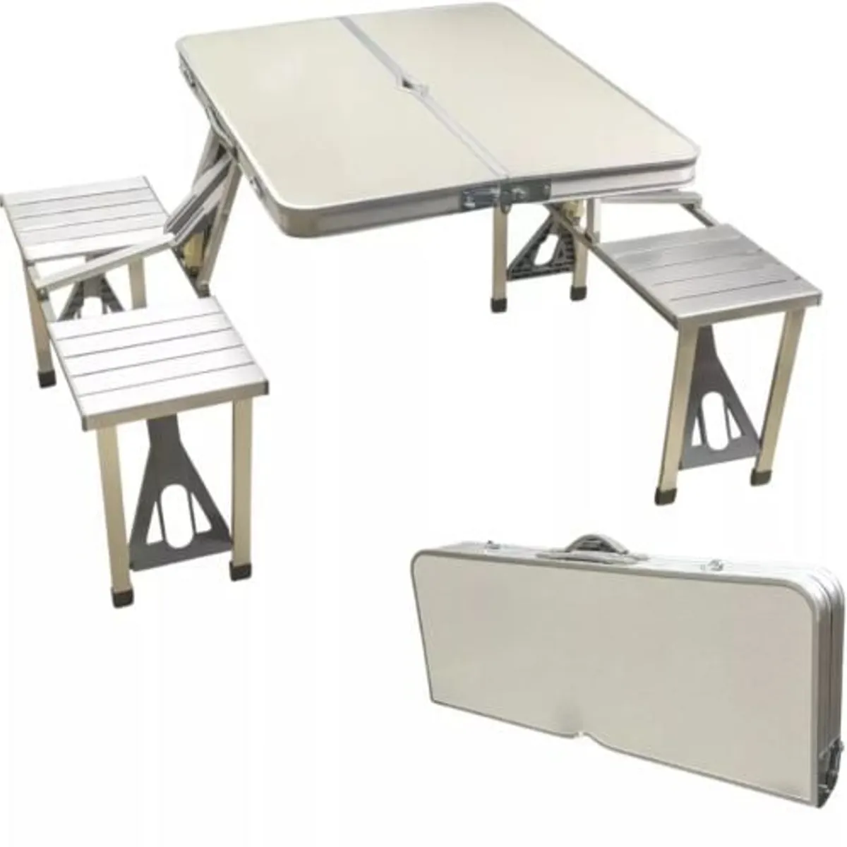 GENERICO - Juego de Mesa con 4 sillas plegable tipo Maleta