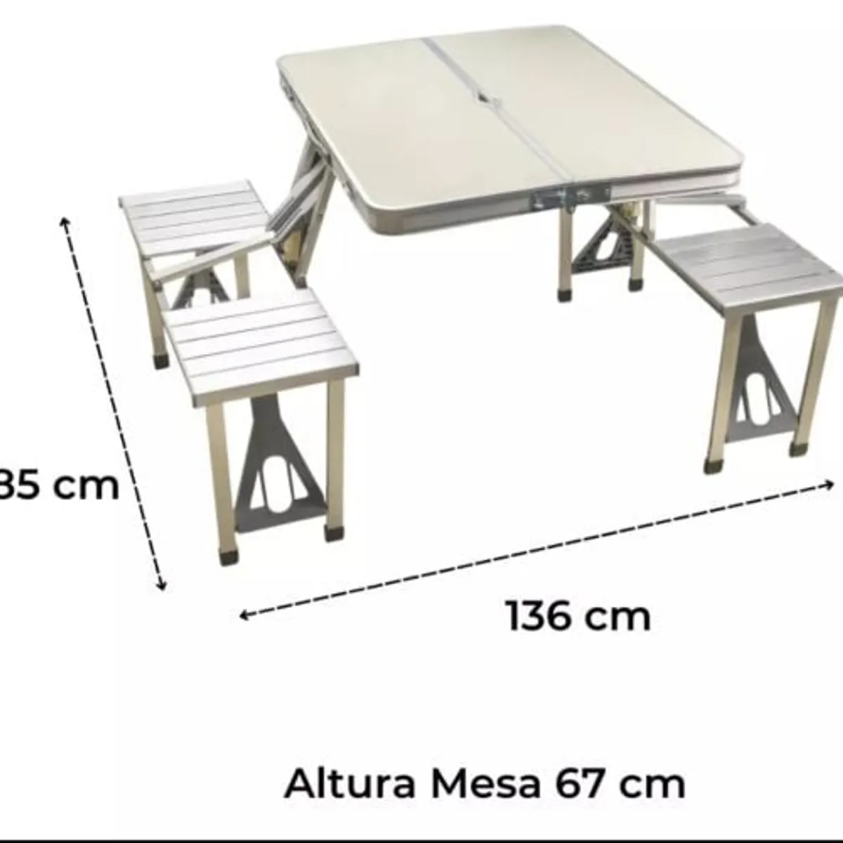 GENERICO - Juego de Mesa con 4 sillas plegable tipo Maleta