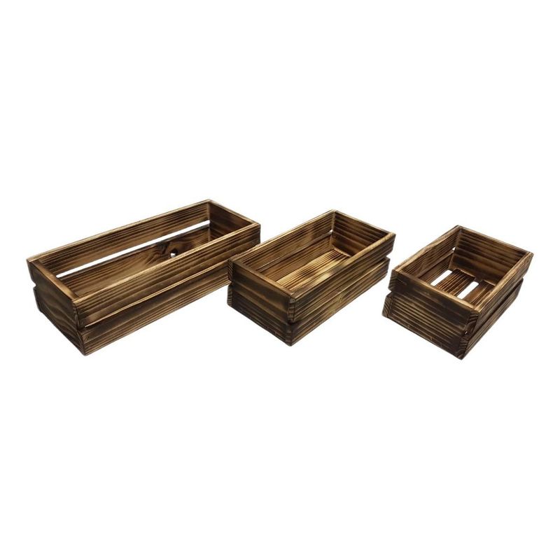 GENERICO - Juego de 3 Cajas Organizadoras de Madera Rústica Pino