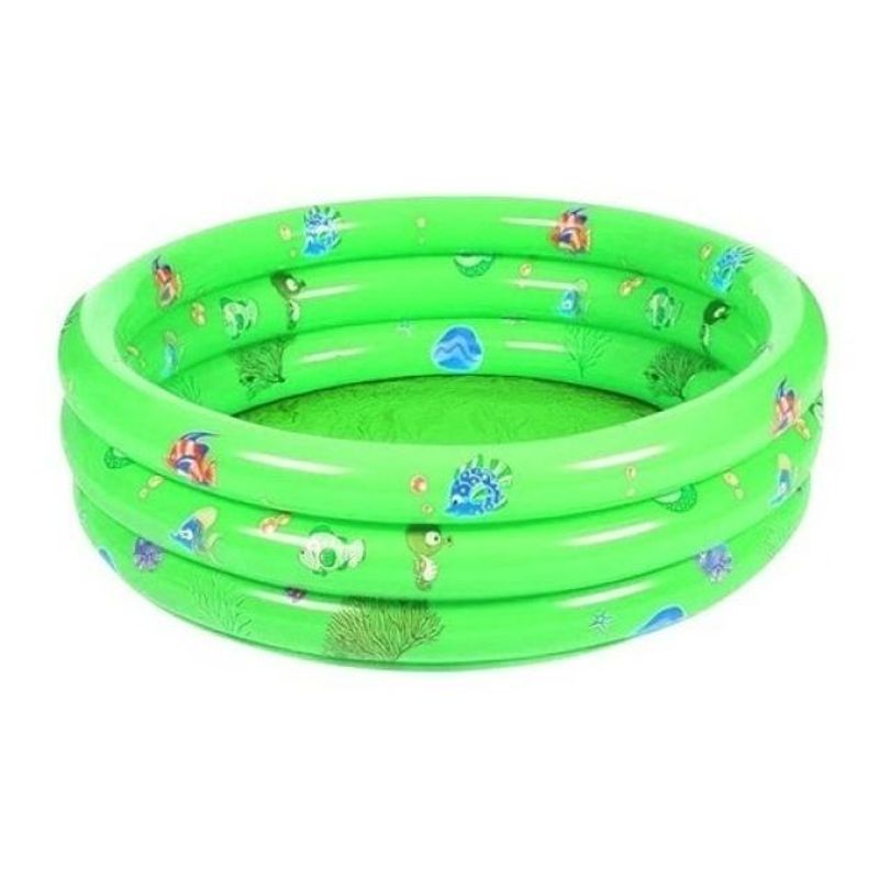 GENERICO - Piscina Inflable Verde Ovalada 3 Anillos 140 x 40 cm