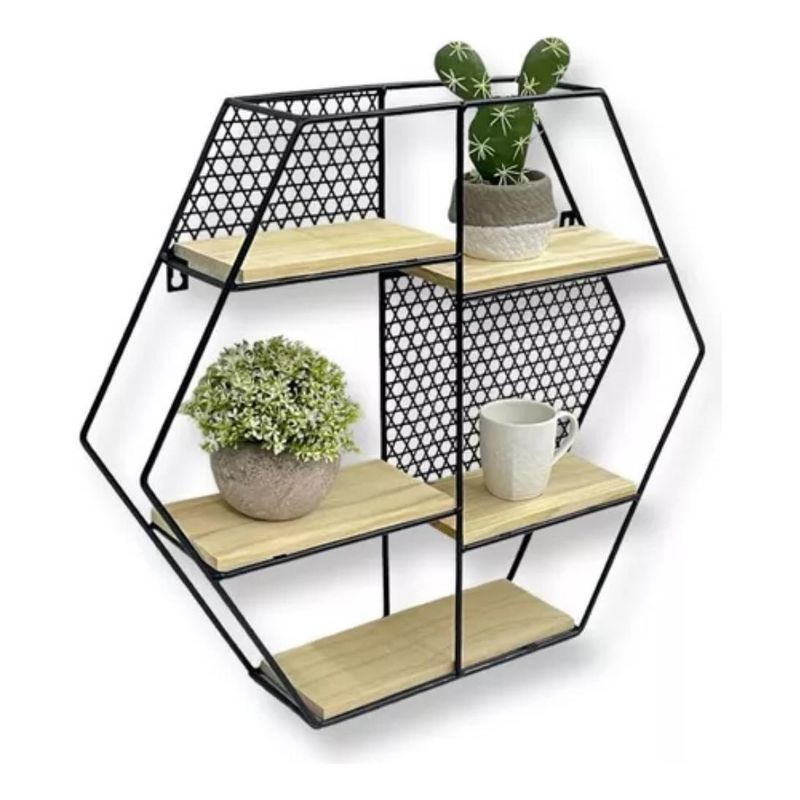 GENERICO - Repisa Flotante Hexagonal para Decoración de Pared