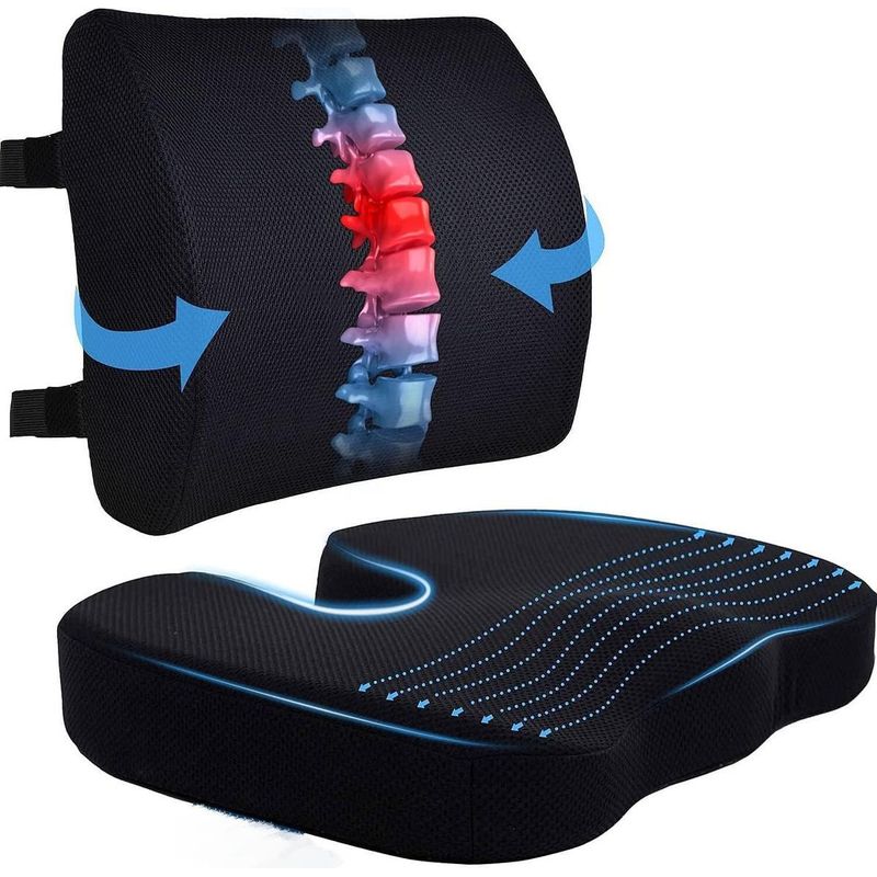 GENERICO - Cojín Lumbar y de Asiento Ergonómico para Mayor Comodidad