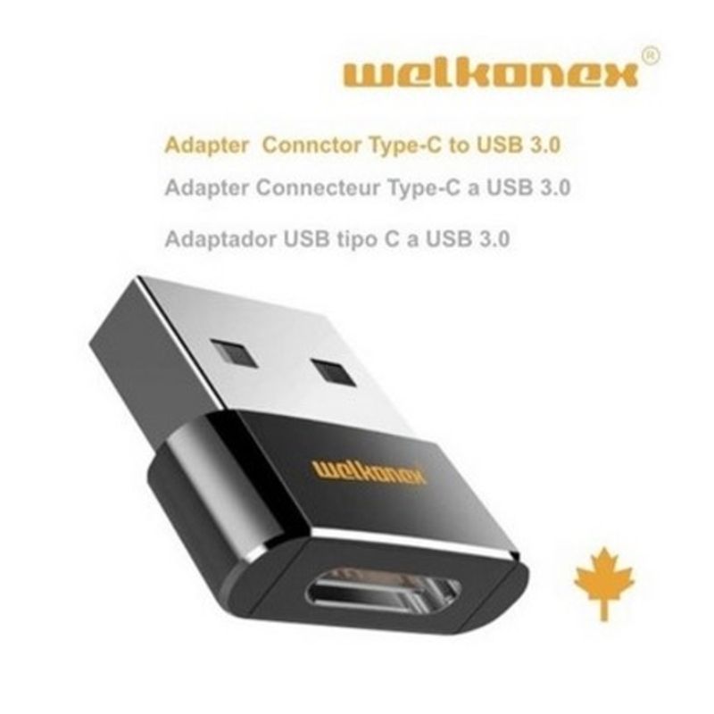 GENERICO - ADAPTADOR TIPO C A USB A MACHO ALUMINIO WELKONEX