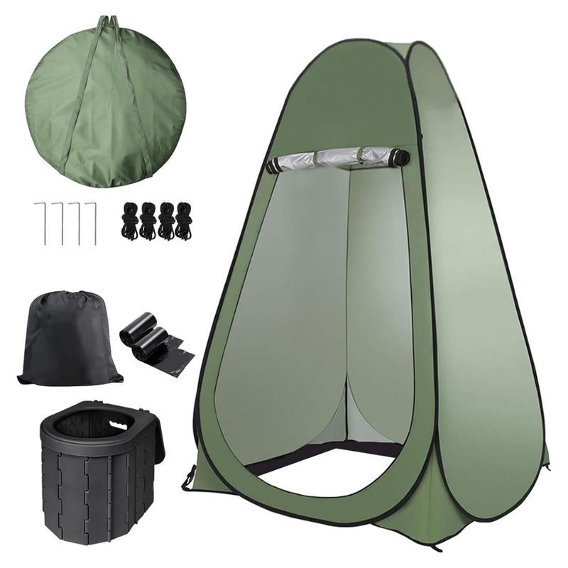 GENERICO - Baño Wc Plegable Portatil + Carpa Caseta Baño Portatil