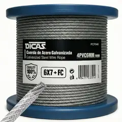 DICAS - Piola Cable De Acero Forrado Pvc 4 Mm 100 Metros