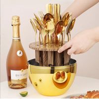 Set De 24 Cubiertos Organizador De Lujo Huevo DORADO