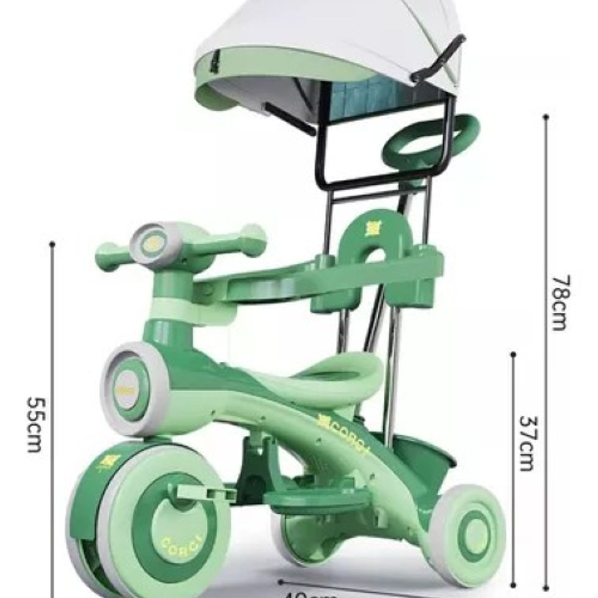 MUNDO MAGIA - Triciclo Infantil Musical Con Luces Y Toldo Ajustable
