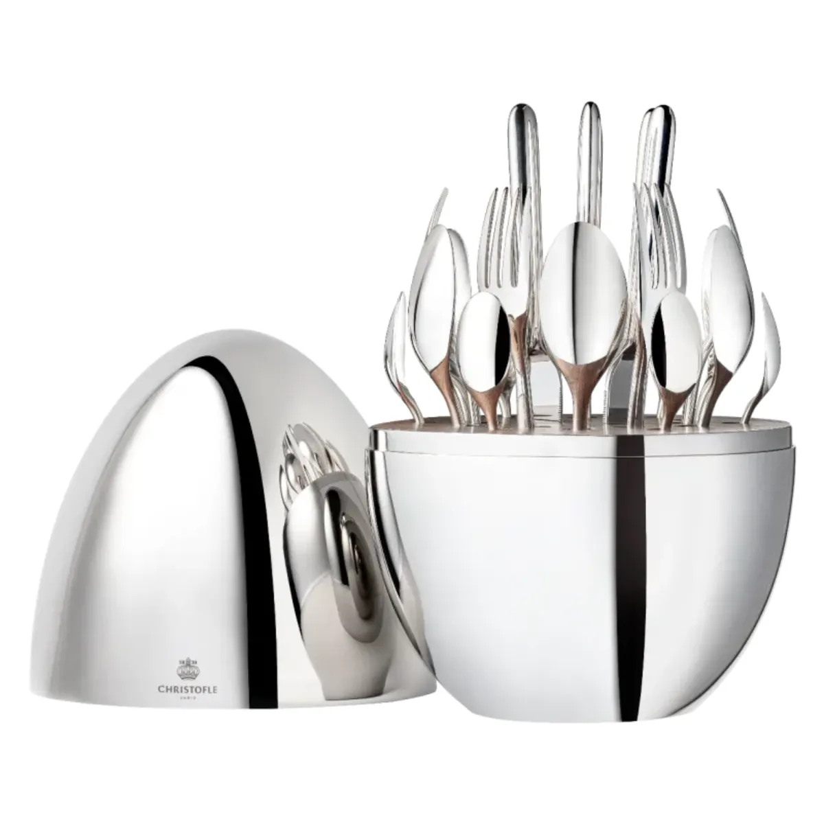 GENERICO - Set De 24 Cubiertos Organizador De Lujo Huevo PLATEADO