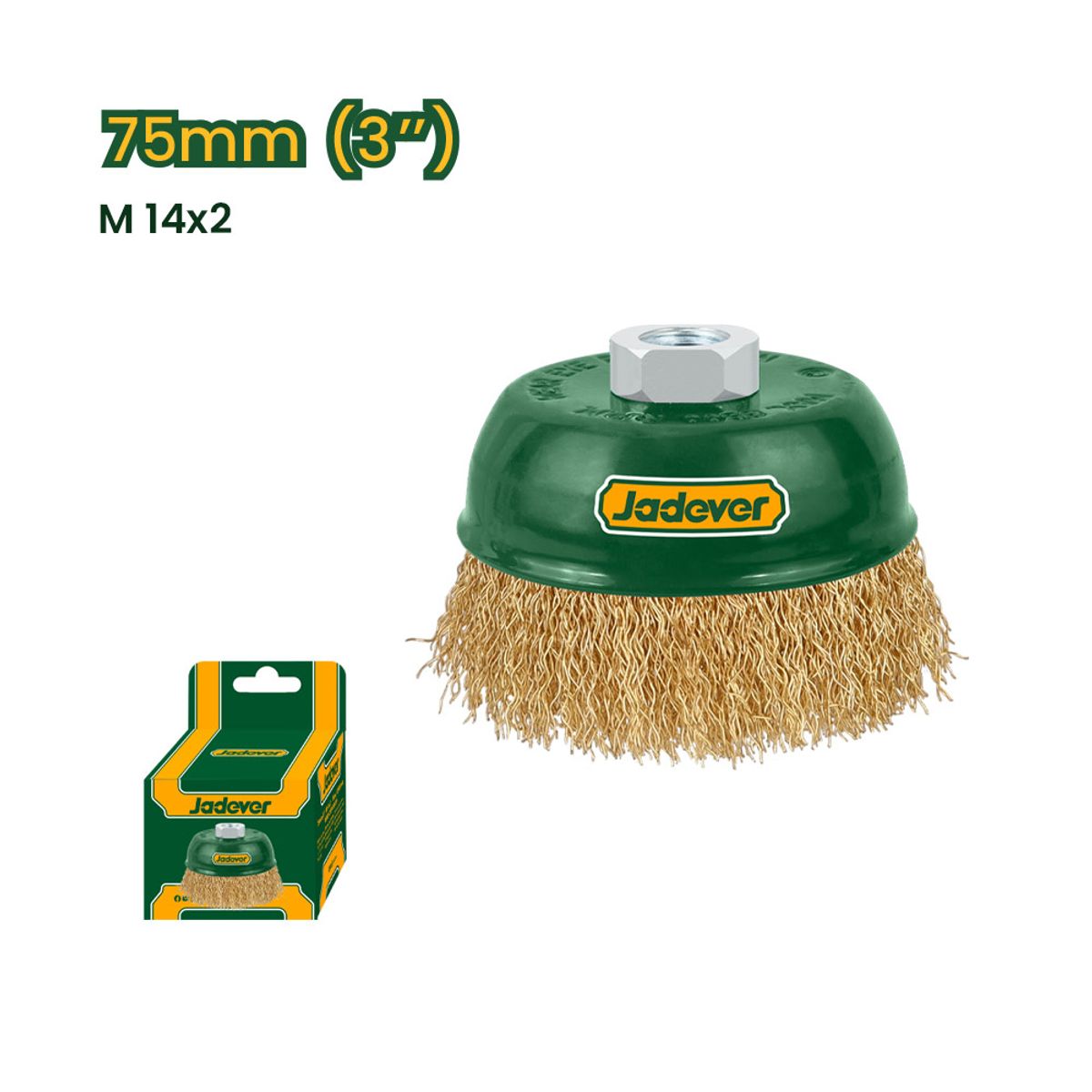 JADEVER - Grata Escobilla Copa Acero Rizado 3 Pulgadas 75mm JADEVER