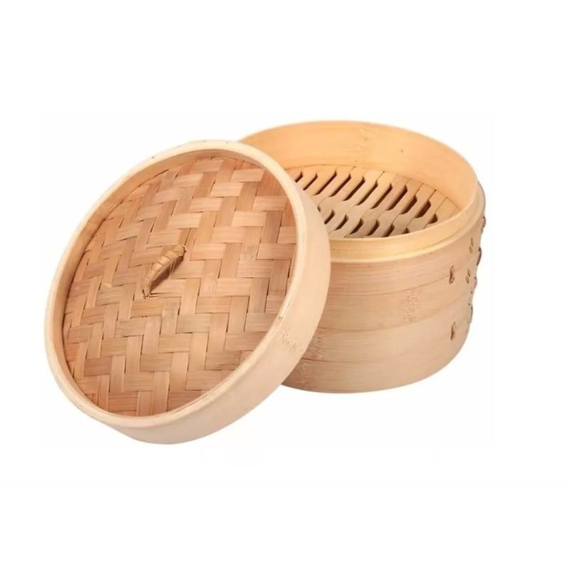 GENERICO - Olla Vaporera De Bambú 2 Niveles Cocina A Vapor Bambu 24cm