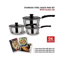 GENERICO - Set De Ollas 6 Piezas Bateria De Cocina Ollas + Tapa Vidrio