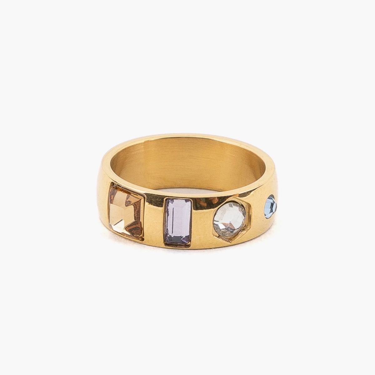 LOUNGE - Anillo Acero Inoxidable Piedras De Colores