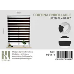 ANGELES DEL HOGAR - CORTINA ROLLER DUO 100 CM X 200 CM NEGRO