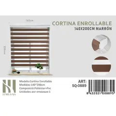 ANGELES DEL HOGAR - CORTINA ROLLER DUO 140 CM X 200 CM MARRON