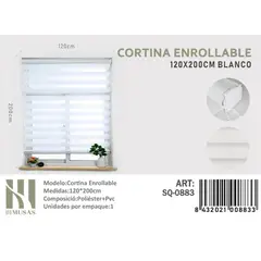 ANGELES DEL HOGAR - CORTINA ROLLER DUO 120 CM X 200 CM BLANCO