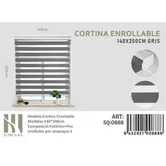 ANGELES DEL HOGAR - CORTINA ROLLER DUO 140 CM X 200 CM GRIS