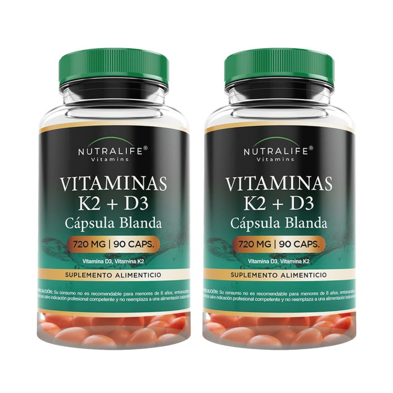 NUTRALIFE - Vitaminas K2 + D3 Lf 180 Capsulas Blandas 2x90 Caps