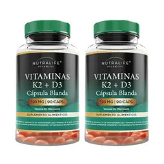 NUTRALIFE - Vitaminas K2 + D3 Lf 180 Capsulas Blandas 2x90 Caps