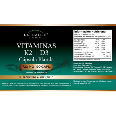 Imagen 2 del producto Vitaminas K2 + D3 Lf 180 Capsulas Blandas 2x90 Caps