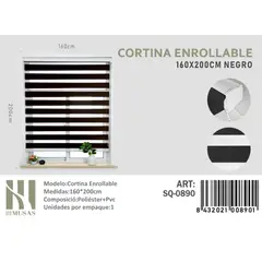ANGELES DEL HOGAR - CORTINA ROLLER DUO 160 CM X 200 CM NEGRO