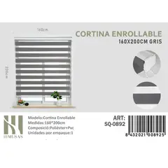 ANGELES DEL HOGAR - CORTINA ROLLER DUO 160 CM X 200 CM GRIS