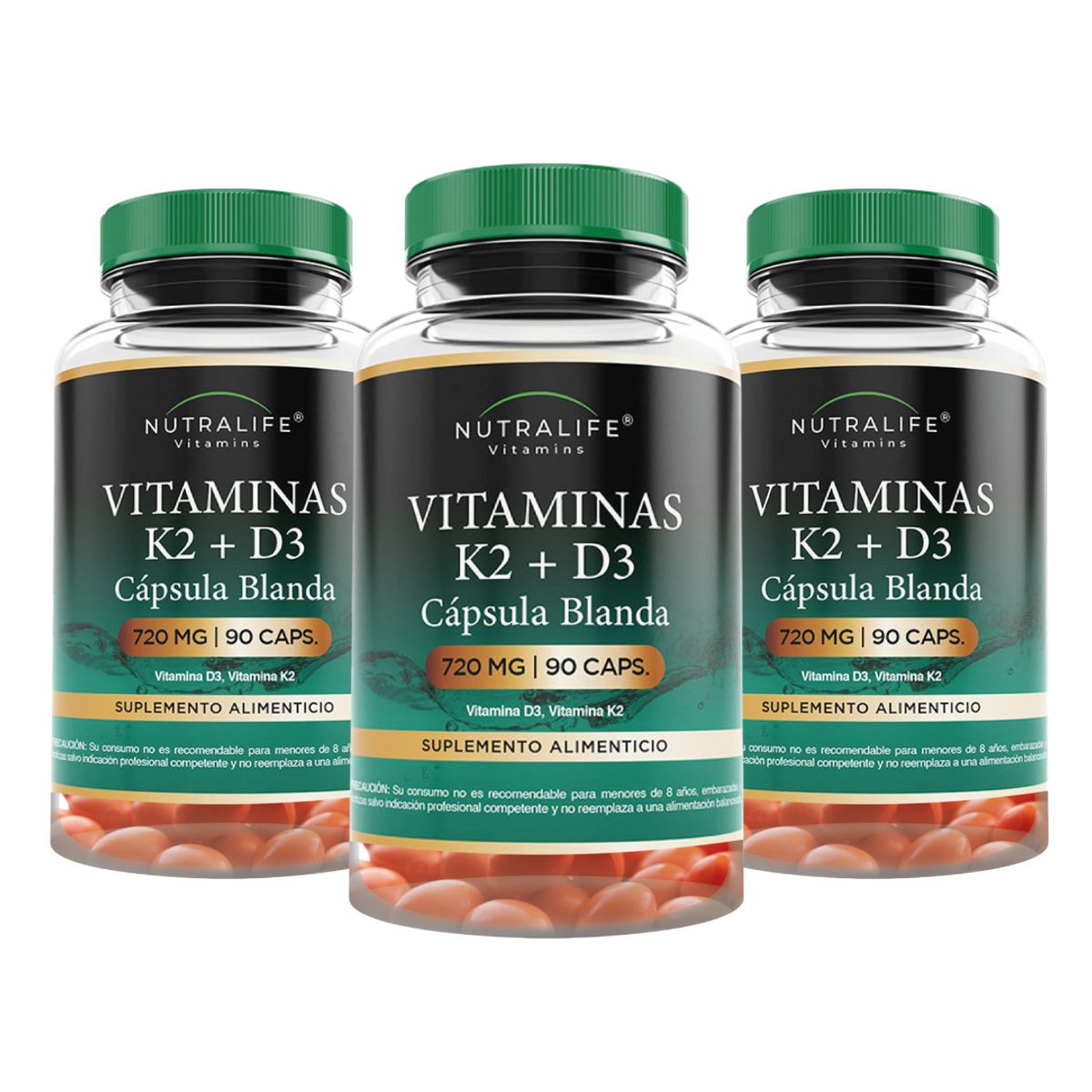 NUTRALIFE - Vitaminas K2 + D3 Lf 270 Capsulas Blandas 3x90 Caps