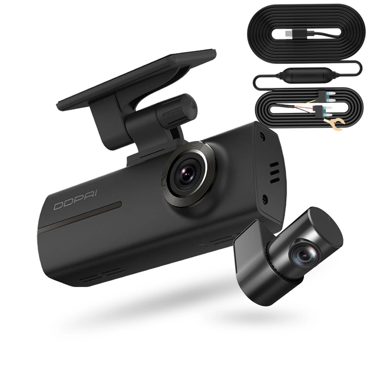 DDPAI - Cámara VHS para Carro 1296P WiFi DDPAI N1 DUAL Dash Cam + cableado
