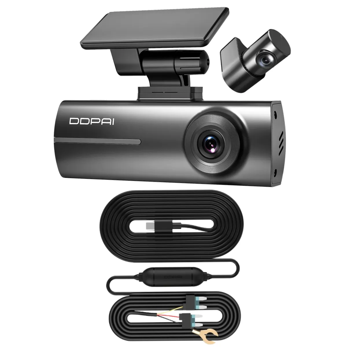 DDPAI - Cámara VHS para Carro 1296P WiFi DDPAI N1 DUAL Dash Cam + cableado