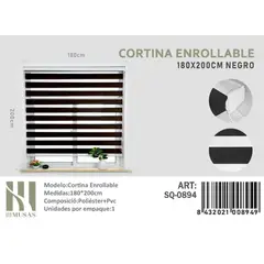ANGELES DEL HOGAR - CORTINA ROLLER DUO 180 CM X 200 CM NEGRO