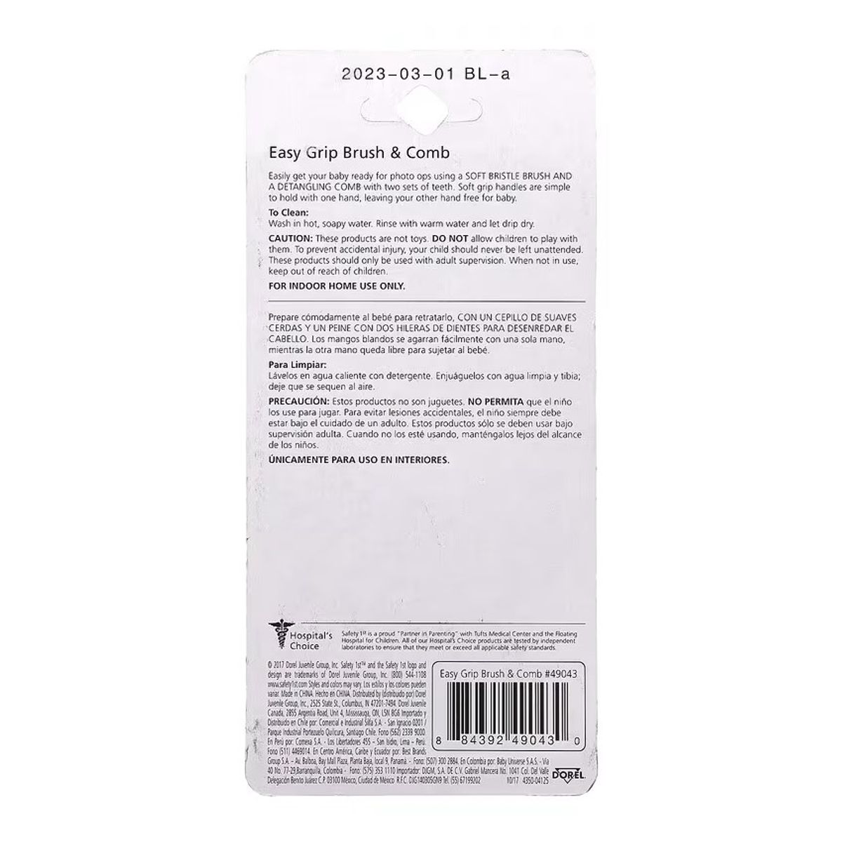 SAFETY 1ST - Set De Cepillo Y Peineta Easy Grip Safety 1st