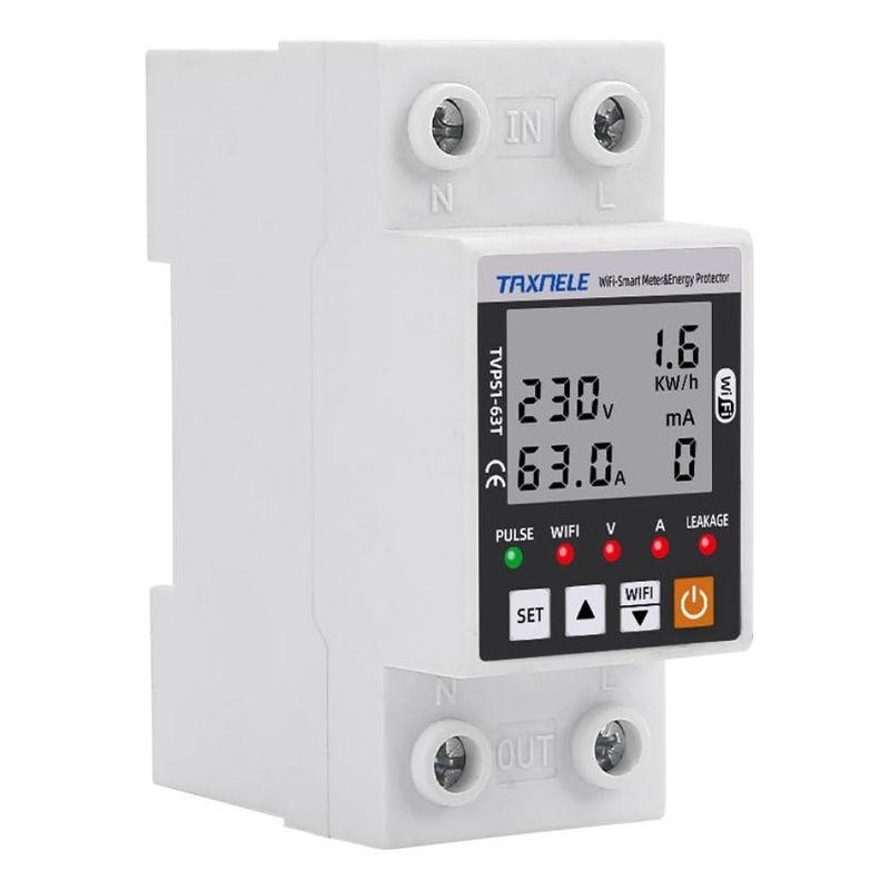 MUNDO MAGIA - Rele Medidor Energia Smart Wifi Kwh 63a Bajo Y Alto Voltaje