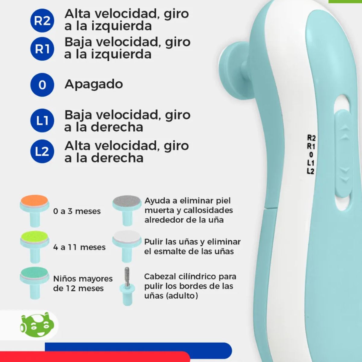 BELIDASHOP - Lima Eléctrica Para Bebe Cortauñas Silencioso