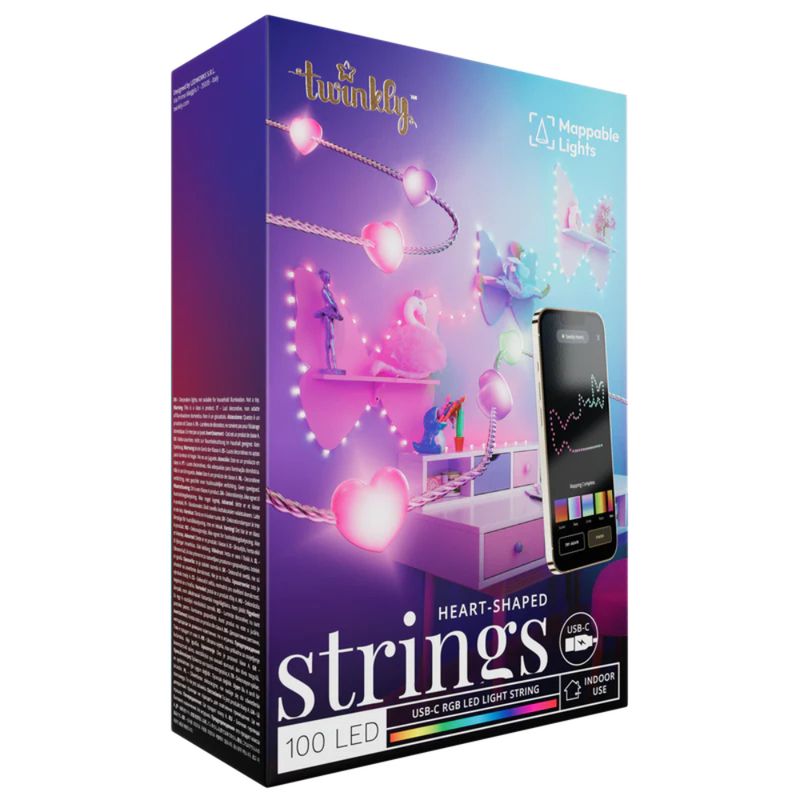TWINKLY - TWINKLY CADENA DE CORAZONES LED RGB USB-C CABLE TRANSPARENTE  TWKH100RGB-T
