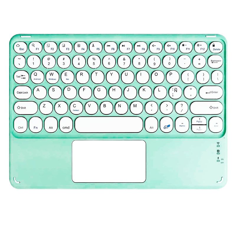 MOTOMO - Teclado Inalambrico Bluetooth Touchpad Español Ñ Recargable Turquesa