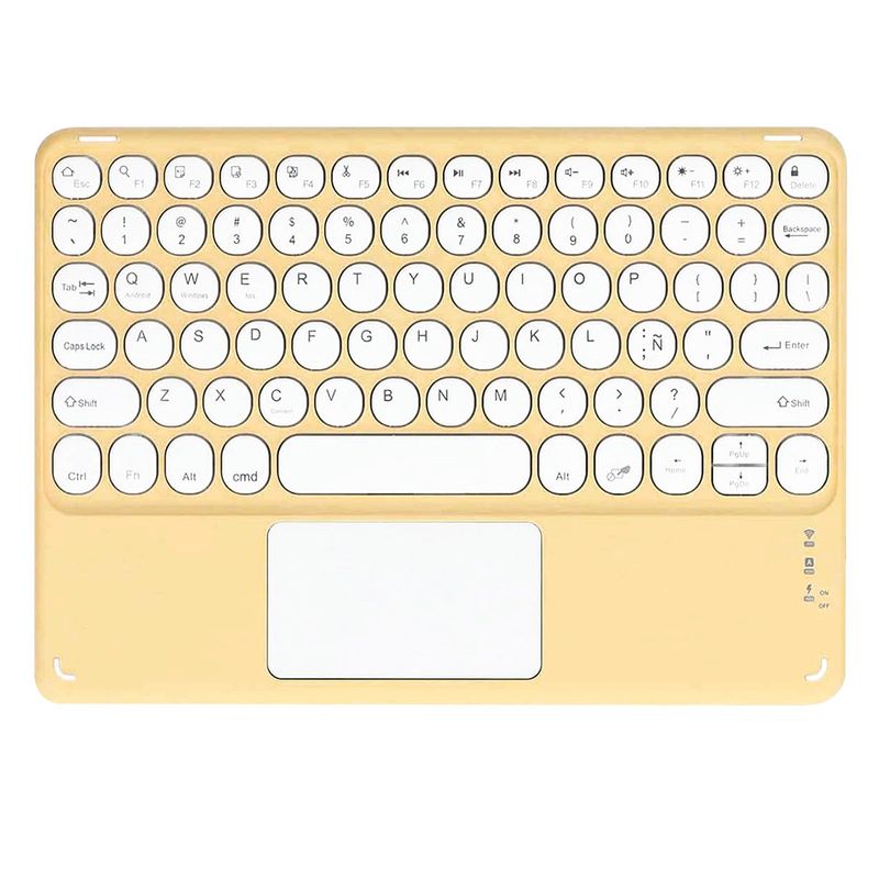MOTOMO - Teclado Inalambrico Bluetooth Touchpad Español Ñ Recargable Amarillo