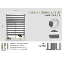 ANGELES DEL HOGAR - CORTINA ROLLER DUO 100 CM X 200 CM GRIS