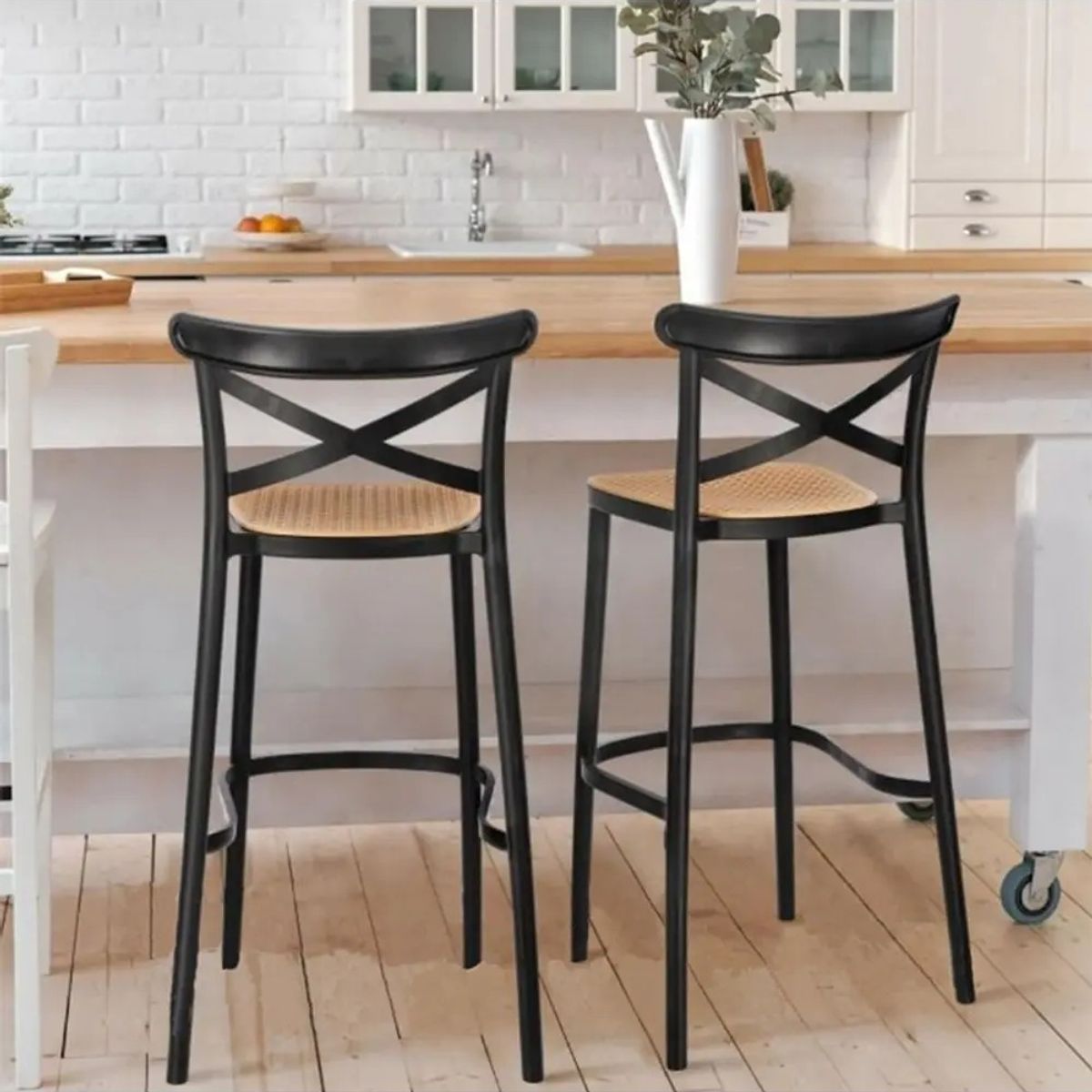 GENERICO - Pack 4 Sillas de Bar Arizona 75cm Negro