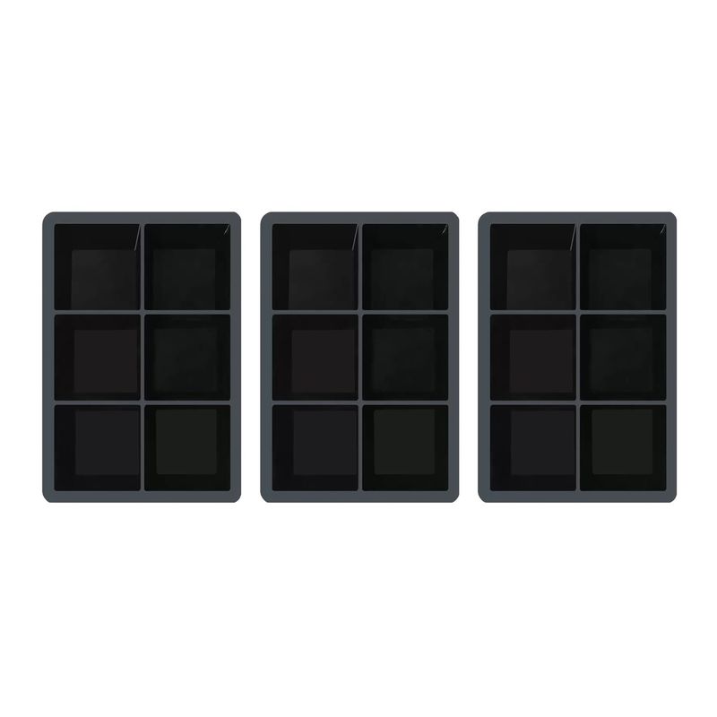 SIMPLIT - Pack 3 Cubeta de Hielo Silicona 6 Hielos Grandes