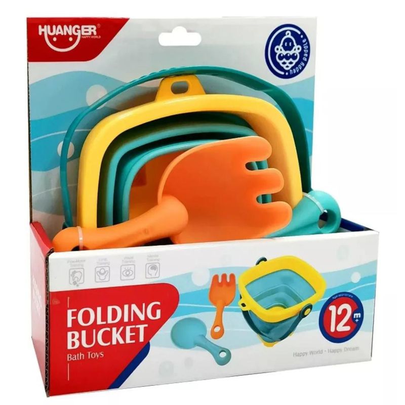 OEM - JUEGO DE PLAYA BALDE PLEGABLE SILICONA CON ACCESORIOS